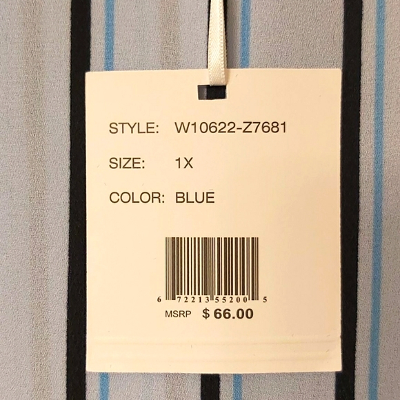 NWT Sioni Blue Pinstripe BOHO Chiffon Blouse - Picture 5 of 6